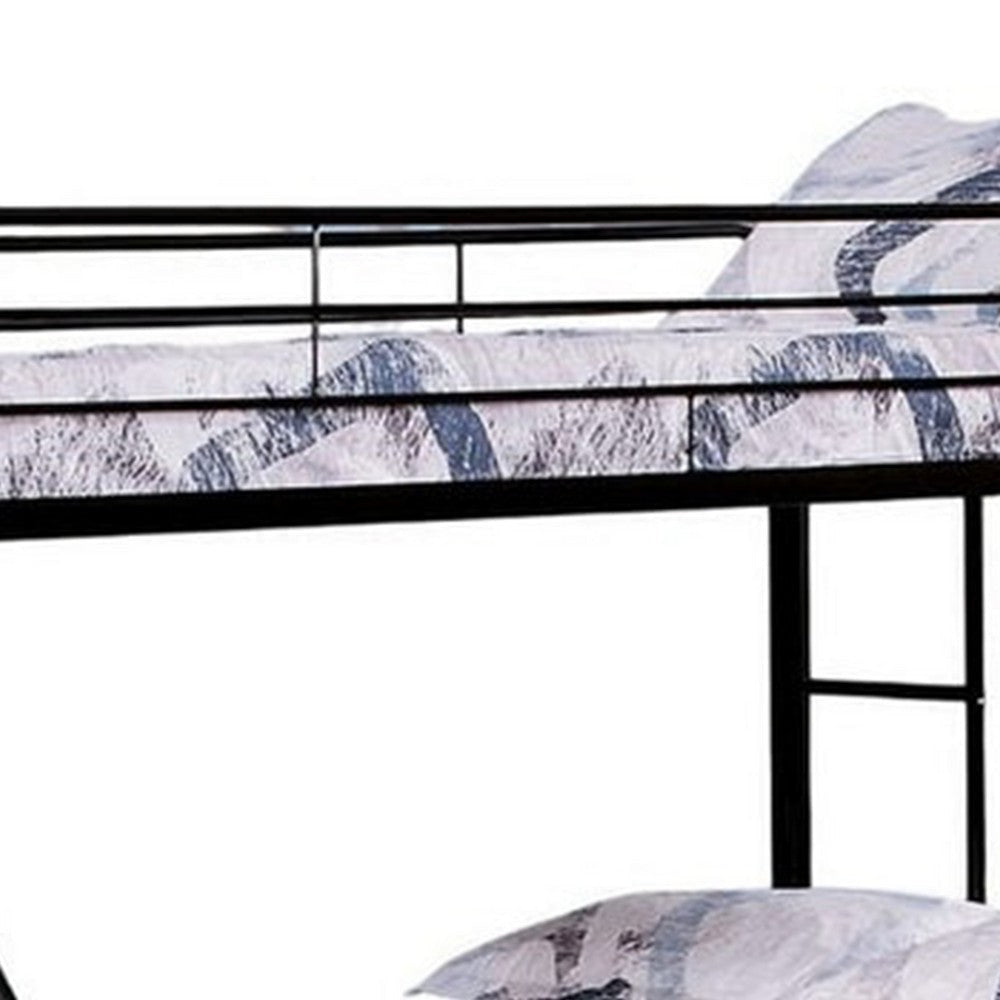 Fegy Twin over Full Bunk Bed with Ladder and Rails | Black Metal Frame BM342403