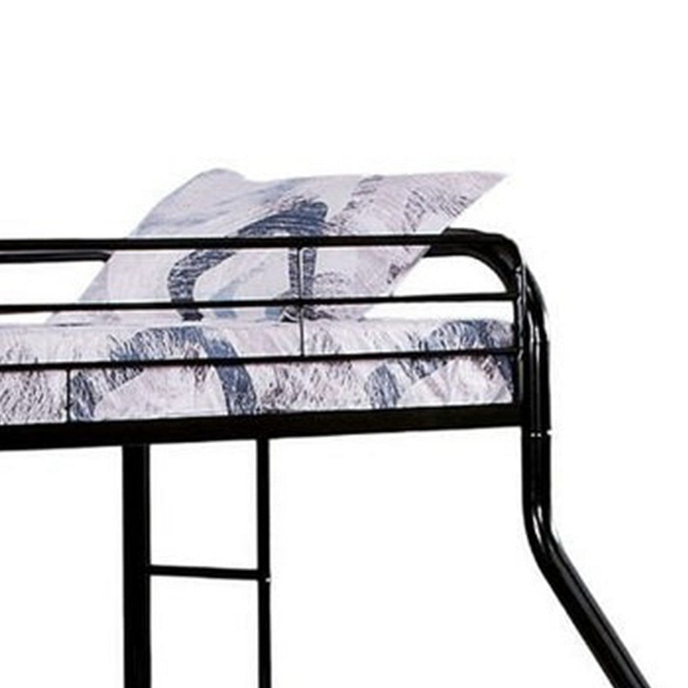 Fegy Twin over Full Bunk Bed with Ladder and Rails | Black Metal Frame BM342403