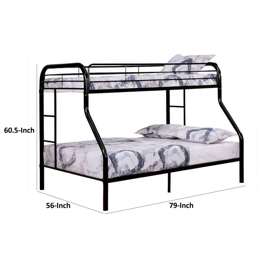 Fegy Twin over Full Bunk Bed with Ladder and Rails | Black Metal Frame BM342403