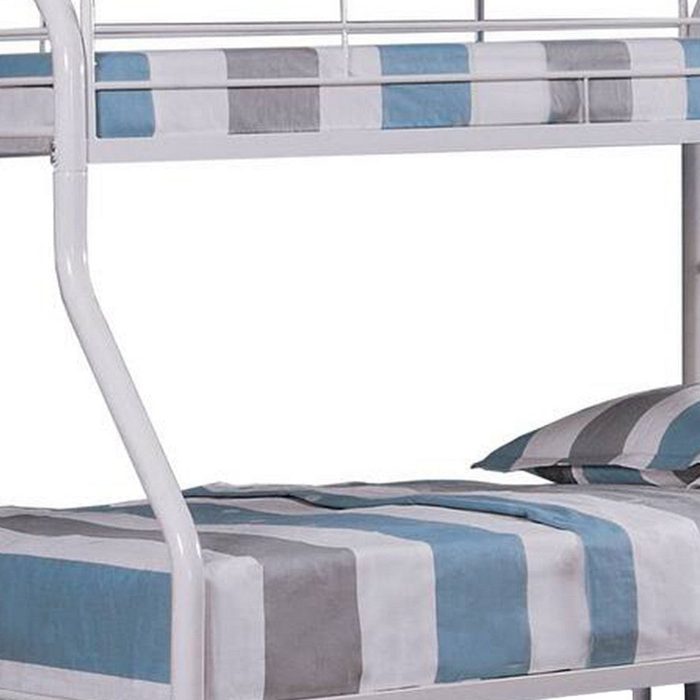 Fegy Twin over Full Bunk Bed with Ladder and Rails | Silver Metal Frame BM342405