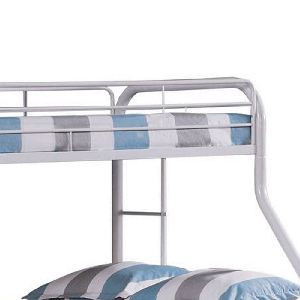 Fegy Twin over Full Bunk Bed with Ladder and Rails | Silver Metal Frame BM342405