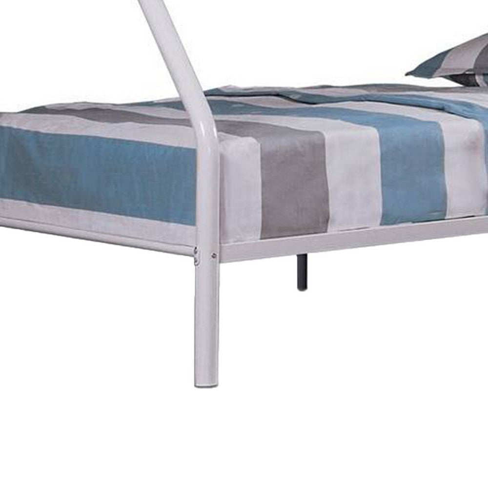 Fegy Twin over Full Bunk Bed with Ladder and Rails | Silver Metal Frame BM342405