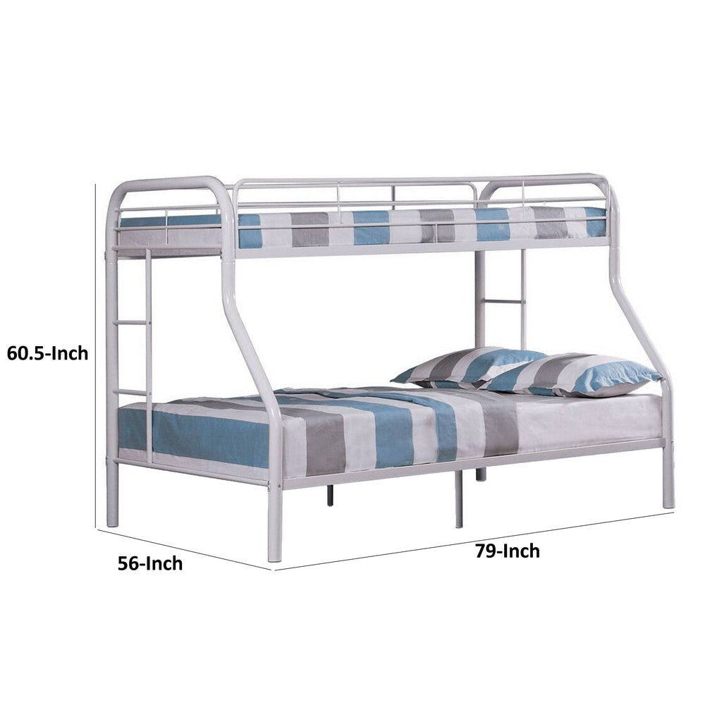 Fegy Twin over Full Bunk Bed with Ladder and Rails | Silver Metal Frame BM342405