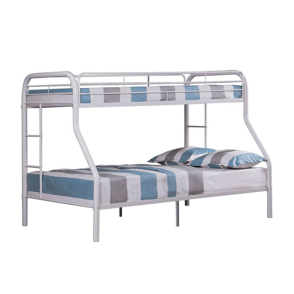 Fegy Twin over Full Bunk Bed with Ladder and Rails | Silver Metal Frame BM342405