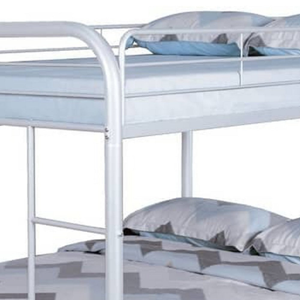 Fegy Full over Full Bunk Bed with Ladder and Rails | White Metal Frame BM342406