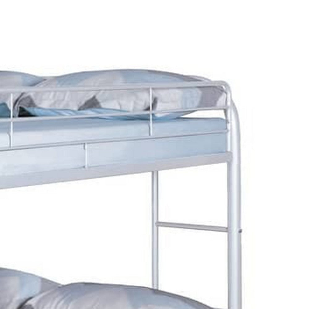 Fegy Full over Full Bunk Bed with Ladder and Rails | White Metal Frame BM342406