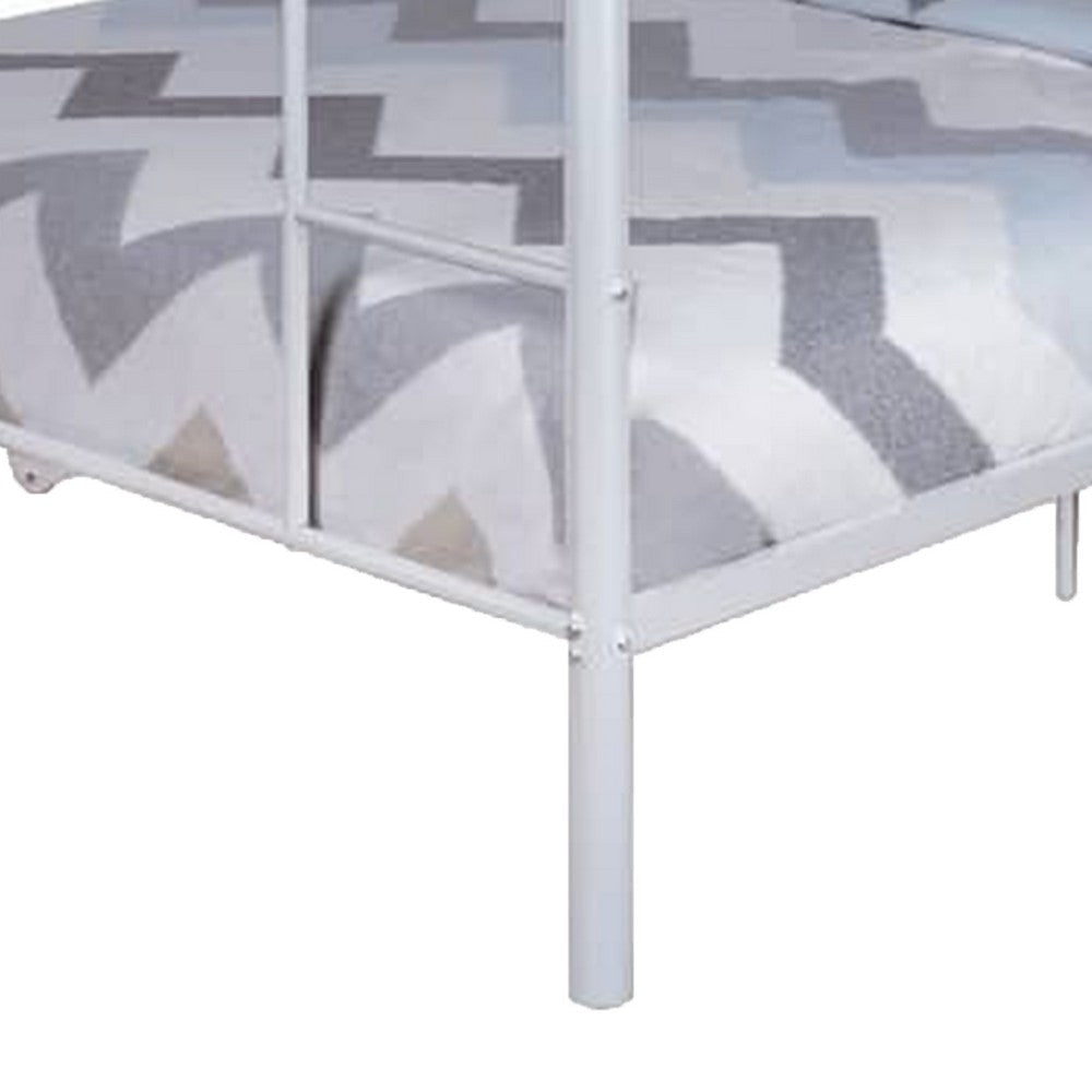Fegy Full over Full Bunk Bed with Ladder and Rails | White Metal Frame BM342406