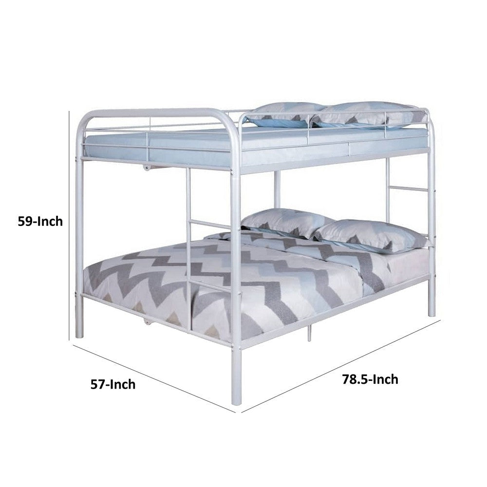 Fegy Full over Full Bunk Bed with Ladder and Rails | White Metal Frame BM342406