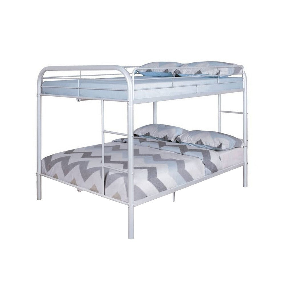 Fegy Full over Full Bunk Bed with Ladder and Rails | White Metal Frame BM342406