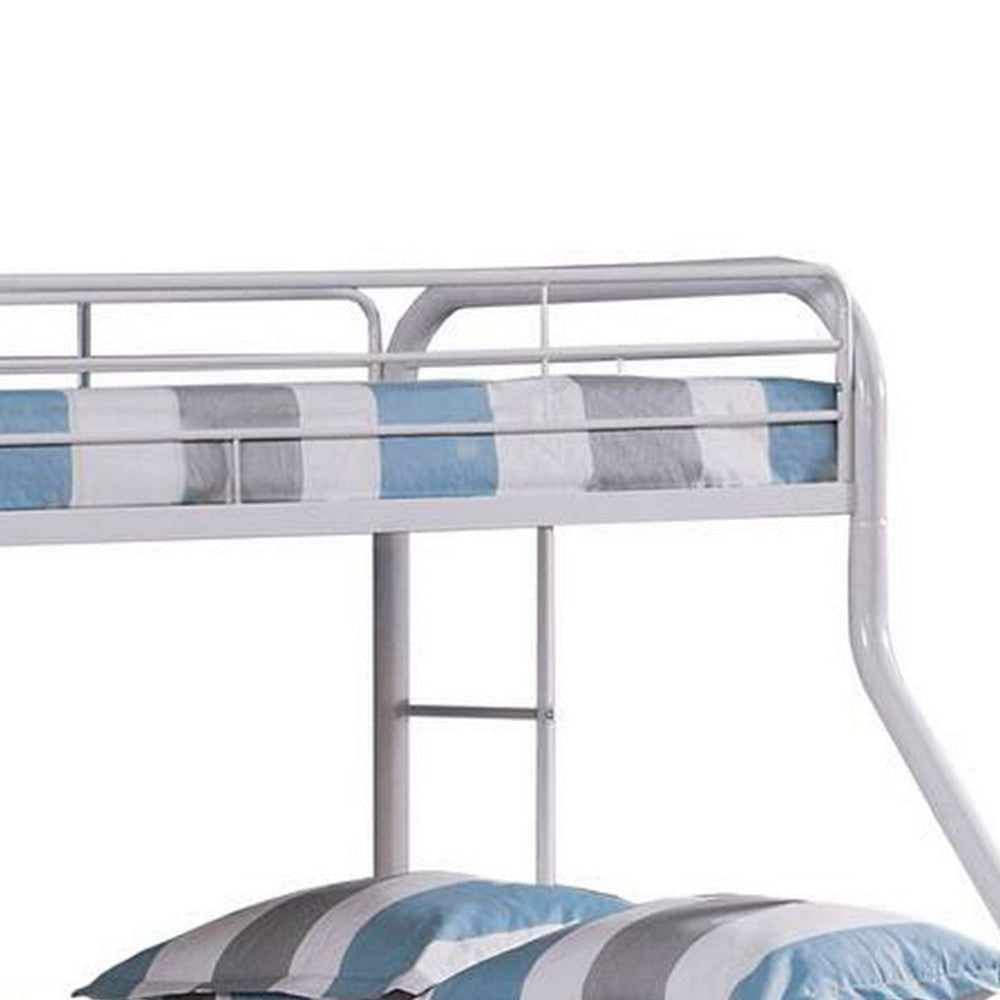 Fegy Twin over Full Bunk Bed with Ladder and Rails | White Metal Frame BM342407