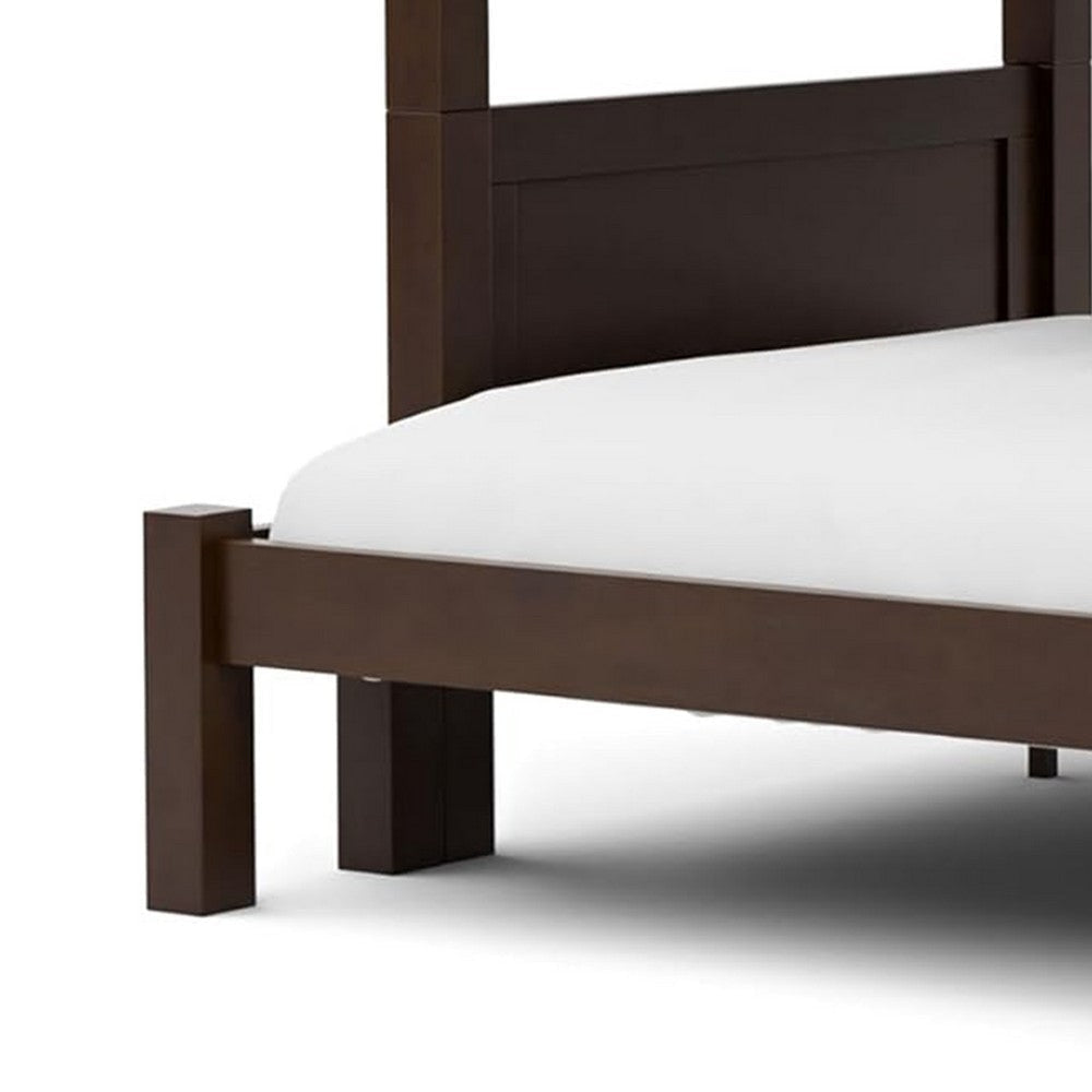Zedy Twin over Twin Bunk Bed | Ladder and Guardrails | Walnut Brown Wood BM342409