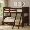 Zedy Twin over Twin Bunk Bed | Ladder and Guardrails | Walnut Brown Wood BM342409