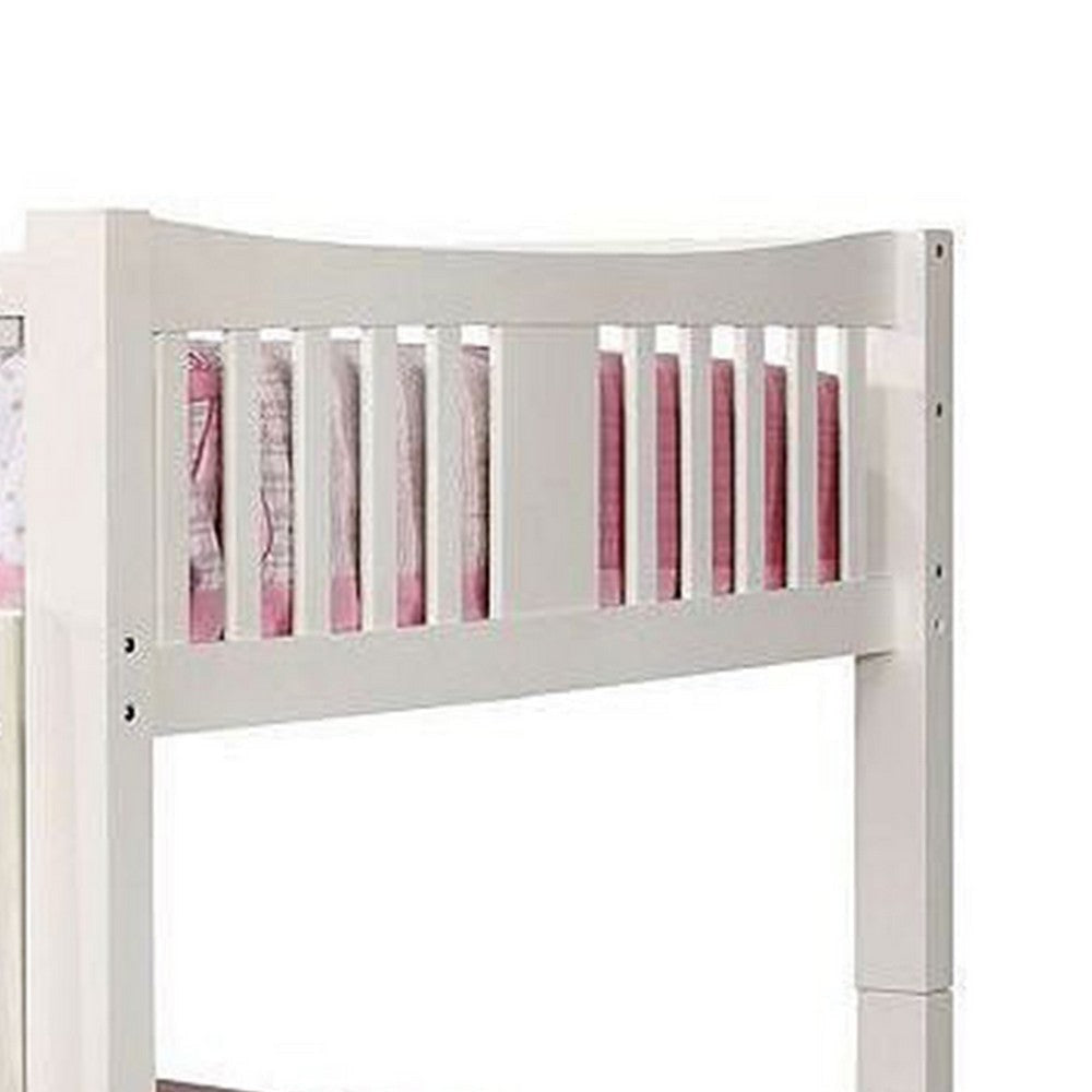 Nedy Full over Full Bunk Bed with Attached Ladder | White Solid Wood BM342410