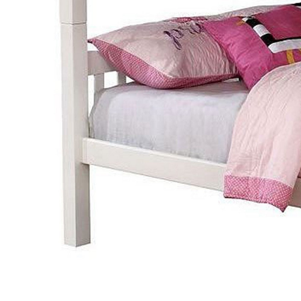 Nedy Full over Full Bunk Bed with Attached Ladder | White Solid Wood BM342410
