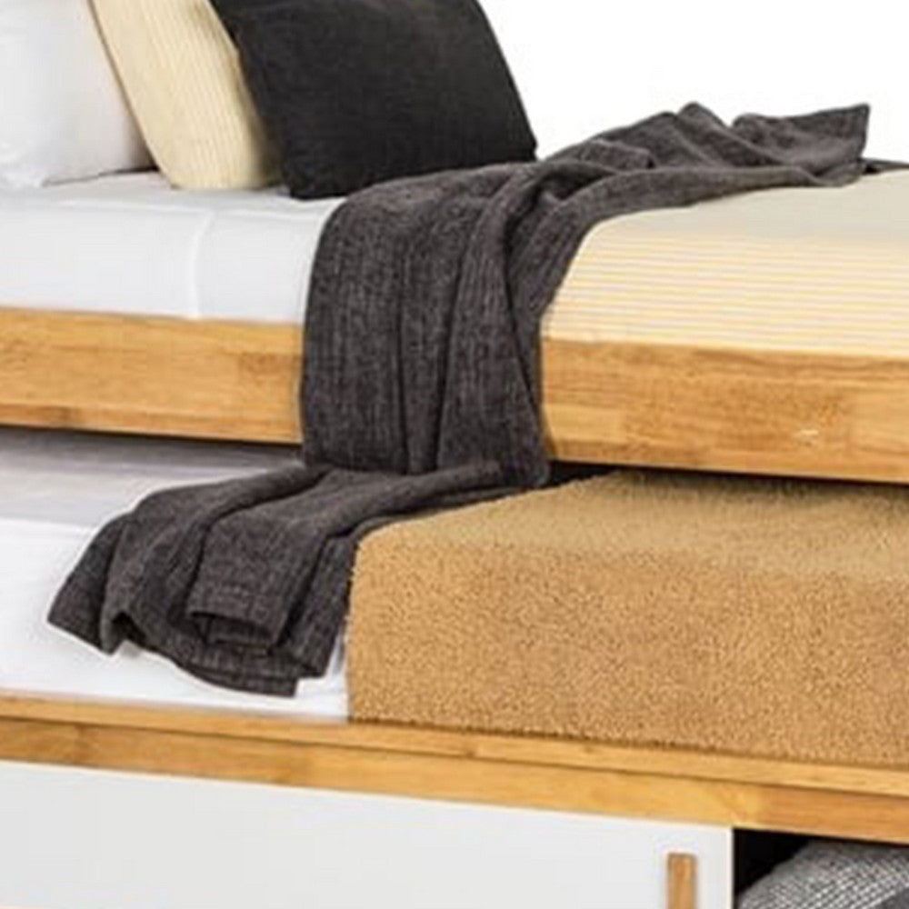 Dilu Full Size Captain Bed with Storage Trundle | Light Oak Brown BM342413