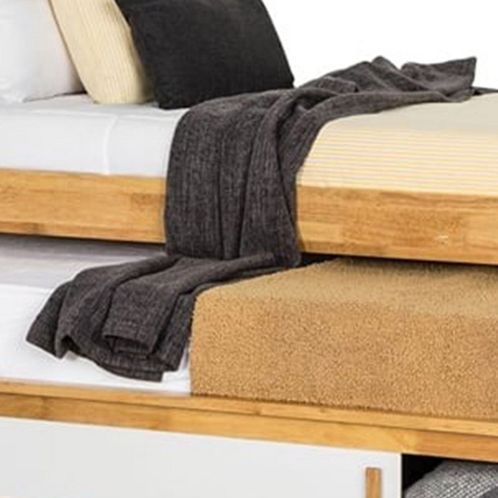 Dilu Twin Size Captain Bed with Storage Trundle | Light Oak Brown BM342414