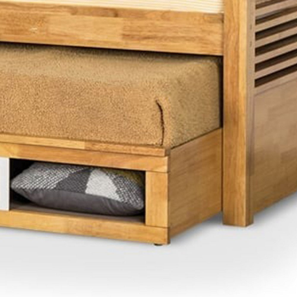 Dilu Twin Size Captain Bed with Storage Trundle | Light Oak Brown BM342414