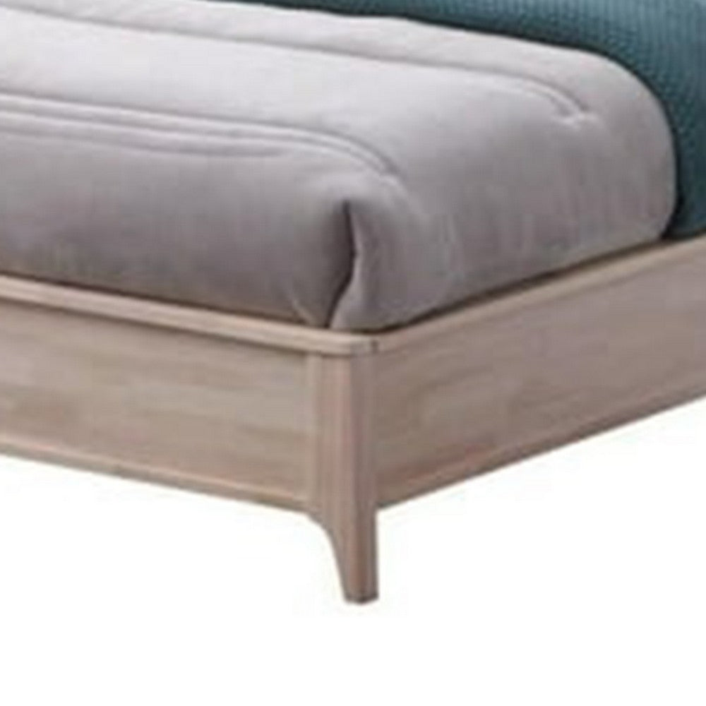 Vasu Full Size Bed | Reeded Headboard | Whitewash Solid Rubberwood