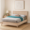 Vasu Twin Size Bed | Reeded Headboard | Whitewash Solid Rubberwood BM342416