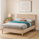 Vasu Twin Size Bed | Reeded Headboard | Whitewash Solid Rubberwood BM342416