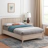 Vasu Twin Size Bed | Reeded Headboard | Whitewash Solid Rubberwood