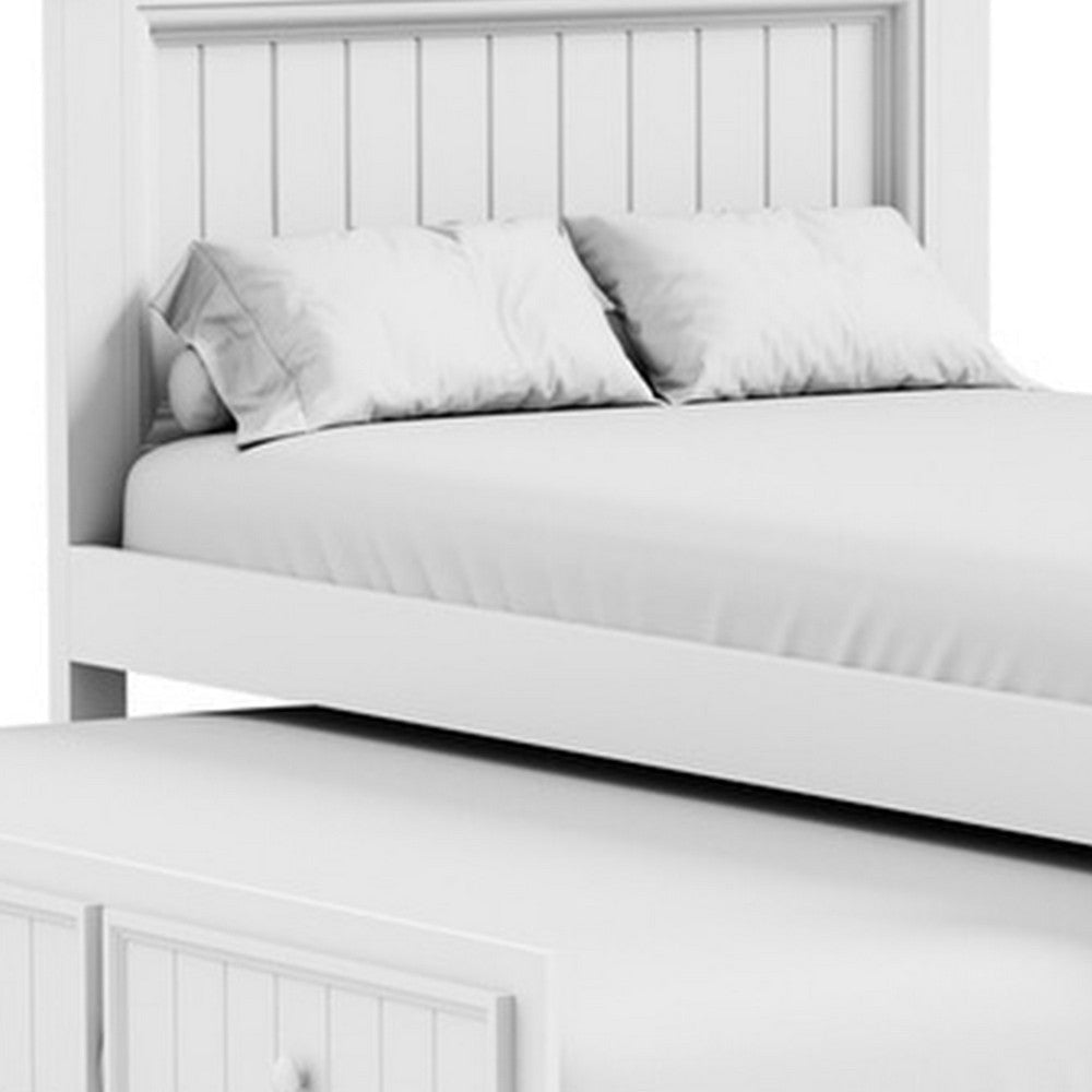 Toli Twin Captain Bed w Trundle | Drawers | White Curved Panel Headboard BM342417