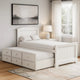 Toli Twin Captain Bed w Trundle | Drawers | White Curved Panel Headboard