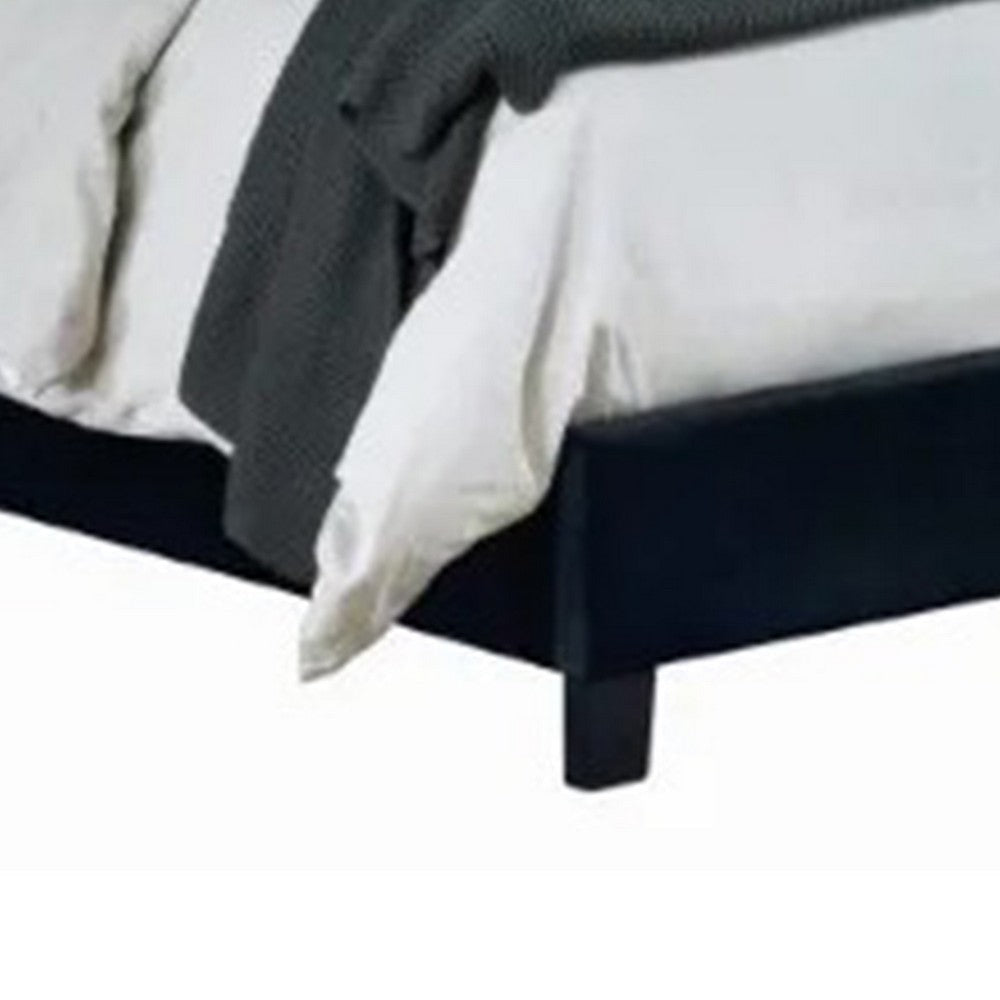 Hiu King Size Bed | Wingback Headboard in Black Velvet Like Upholstery BM342418