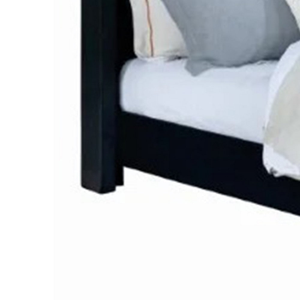 Hiu King Size Bed | Wingback Headboard in Black Velvet Like Upholstery BM342418