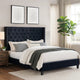 Hiu King Size Bed | Wingback Headboard in Black Velvet Like Upholstery