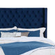 Hiu King Size Bed | Wingback Headboard | Navy Blue Velvet Like Upholstery BM342420
