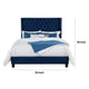 Hiu King Size Bed | Wingback Headboard | Navy Blue Velvet Like Upholstery BM342420