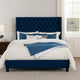 Hiu King Size Bed | Wingback Headboard | Navy Blue Velvet Like Upholstery BM342420
