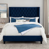 Hiu King Size Bed | Wingback Headboard | Navy Blue Velvet Like Upholstery