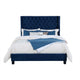 Hiu King Size Bed | Wingback Headboard | Navy Blue Velvet Like Upholstery BM342420