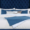 Hiu Queen Size Bed | Wingback Headboard | Navy Blue Velvet Like Upholstery BM342421