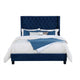 Hiu Queen Size Bed | Wingback Headboard | Navy Blue Velvet Like Upholstery