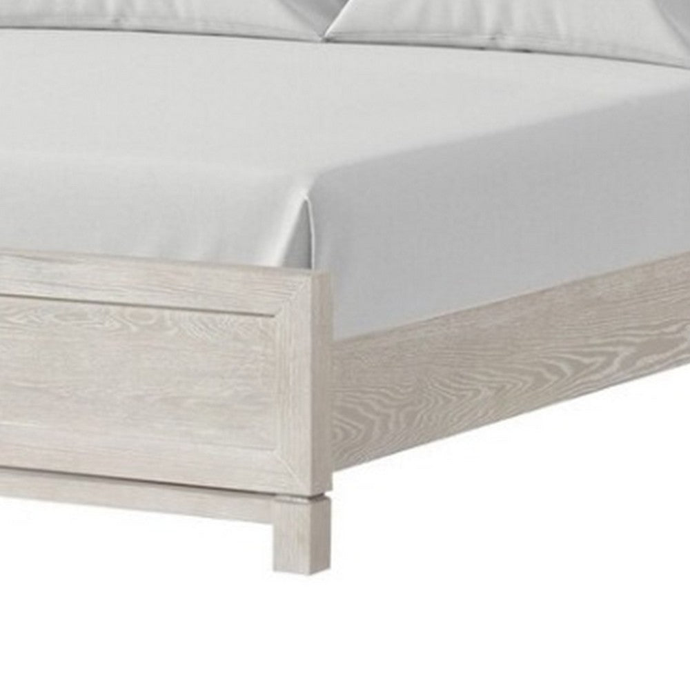 Loji Queen Size Bed with LED Headboard | Weathered Gray Solid Rubberwood BM342422