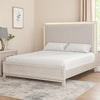 Loji Queen Size Bed with LED Headboard | Weathered Gray Solid Rubberwood BM342422