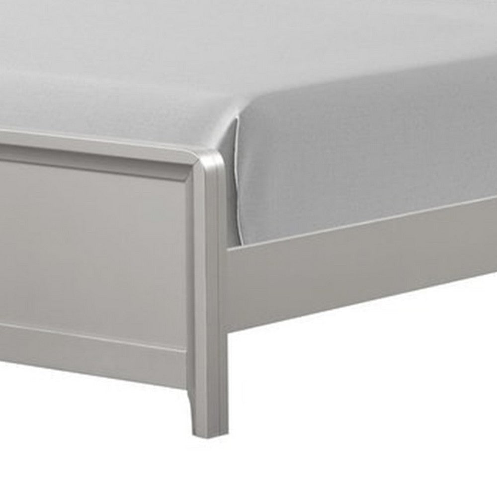Broy Queen Size Bed with LED Bookcase Headboard | Champagne Silver Veneer BM342426