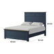 Tela Full Size Bed with Recessed Panel Headboard | Dark Brown Trim | Blue