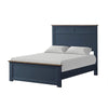 Tela Twin Size Bed with Recessed Panel Headboard | Dark Brown Trim | Blue