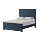 Tela Twin Size Bed with Recessed Panel Headboard | Dark Brown Trim | Blue
