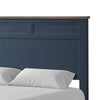 Tela Twin Size Bed with Recessed Panel Headboard | Dark Brown Trim | Blue