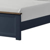 Tela Twin Size Bed with Recessed Panel Headboard | Dark Brown Trim | Blue