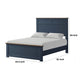 Tela Twin Size Bed with Recessed Panel Headboard | Dark Brown Trim | Blue