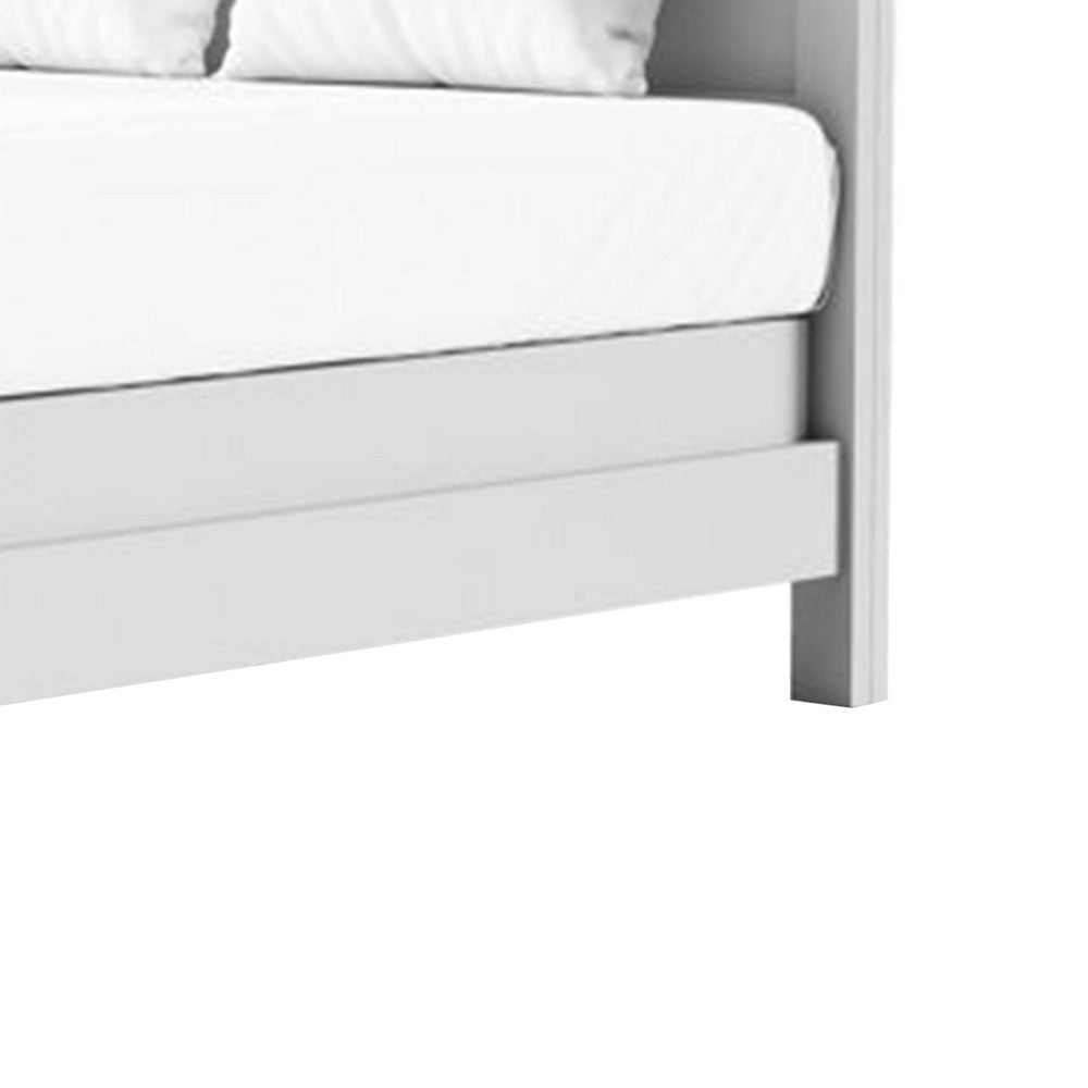 Tela Full Size Bed with Recessed Panel Headboard | Dark Brown Trim | White