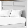 Tela Twin Size Bed with Recessed Panel Headboard | Dark Brown Trim | White