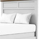 Tela Twin Size Bed with Recessed Panel Headboard | Dark Brown Trim | White