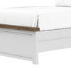 Tela Twin Size Bed with Recessed Panel Headboard | Dark Brown Trim | White